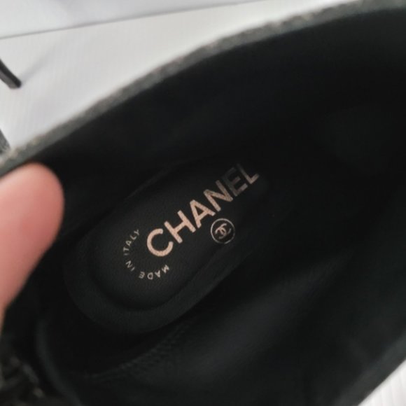 CHANEL Suede and Patent Leather CC Cap Toe Ankle Boots - Picture 5 of 5